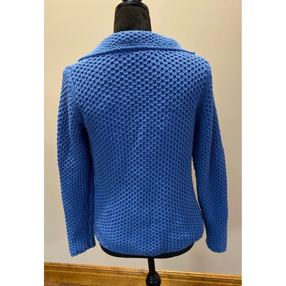 J. Jill Cardigan Blue Cotton Blend Collared Button Down Front Pockets Size Small - Picture 10 of 11